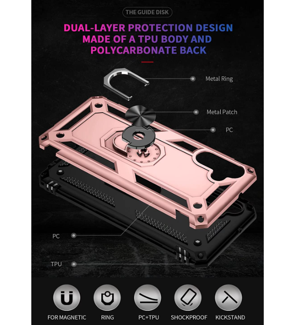 Samsung A25 4G/ 5G phone case rose gold ring armor anti drop shockproof rugged protective