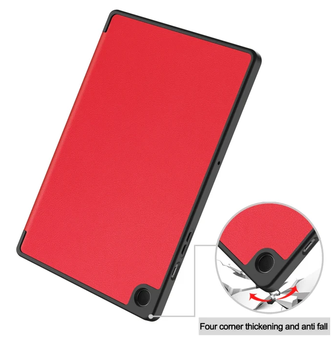 Samsung Galaxy Tab A9+ Case Red. 3 Fold Smart Leather TPU Cover with Auto Sleep/Wake & Stand