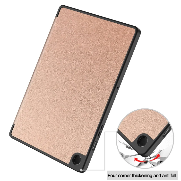 Samsung Galaxy Tab A9+ Case Rose Gold – 3-Fold Smart Leather TPU Cover with Auto Sleep/Wake & Stand