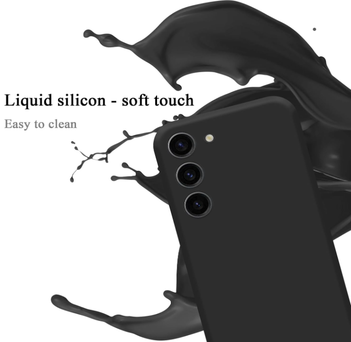 Samsung S23 Phone case. Soft, flexible liquid silicone protective cover. Black.