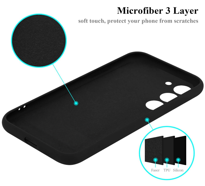 Samsung S23 Phone case. Soft, flexible liquid silicone protective cover. Black.