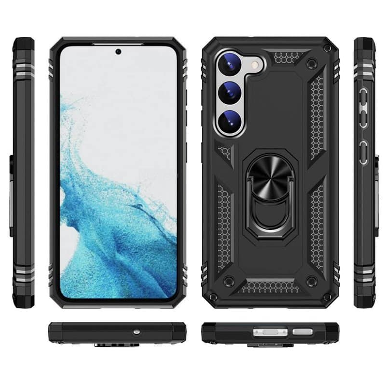 Samsung S23 black armor phone case with ring - Anti-drop, shockproof and rugged protective design