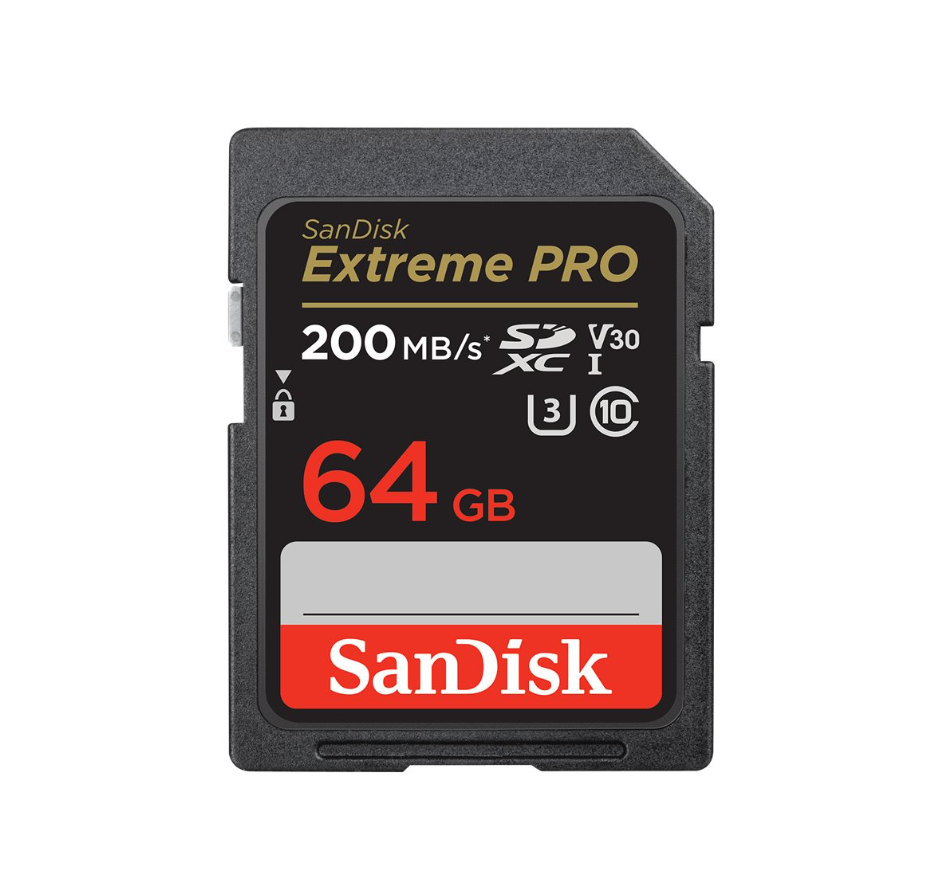 SanDisk Extreme Pro, Flash memory card, 64 GB, Video Class V30, UHS,I U3, Class10, SDXC UHS,I