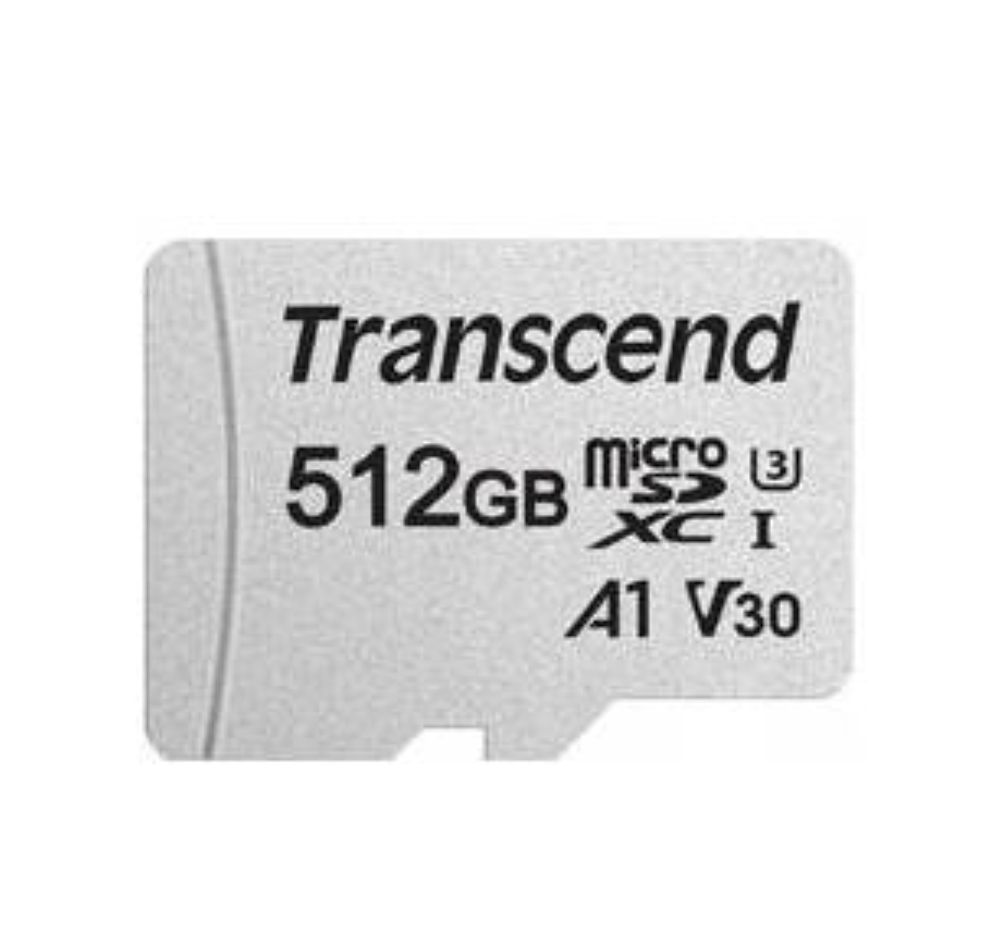 Transcend 300S, Flash memory card (adapter included), 512 GB, A1, Video Class V30, UHS,I U3, Class10, microSDXC