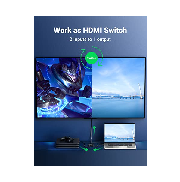 UGREEN 50966 HDMI Switch Splitter 4K@60Hz Bi-Directional 2 In 1 Out HDR 18Gbps Compatible with PS5 Xbox Blu-ray HDTV