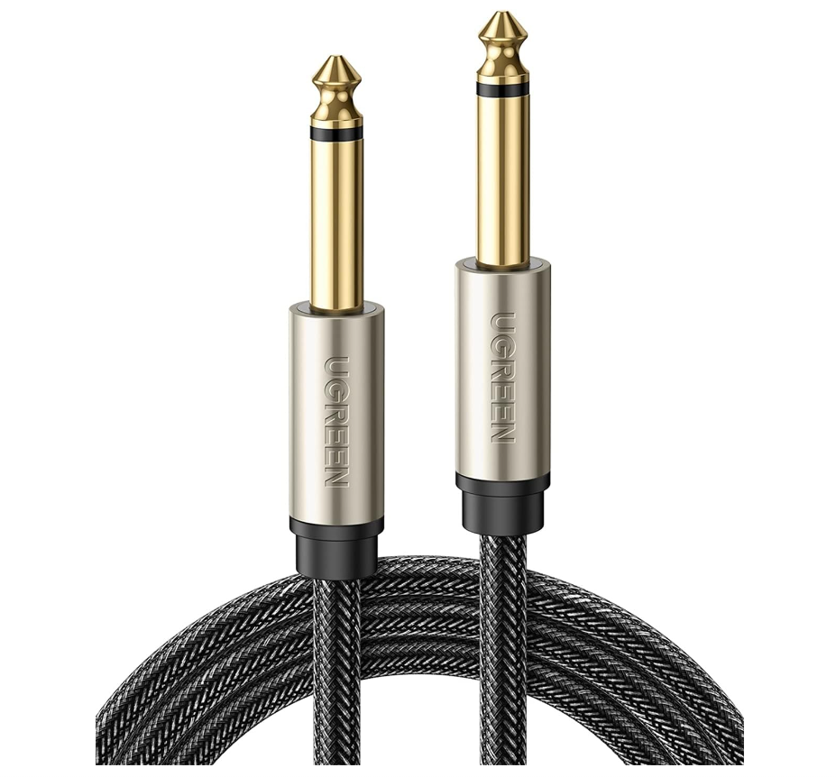 UGREEN 6.5mm to 6.5mm Jack Cable. Aux Adapter for Stereo Audio. Digital Instrument Cable. Supports Guitar, Mixer, Microphone, Recorder & Amplifier. 1m