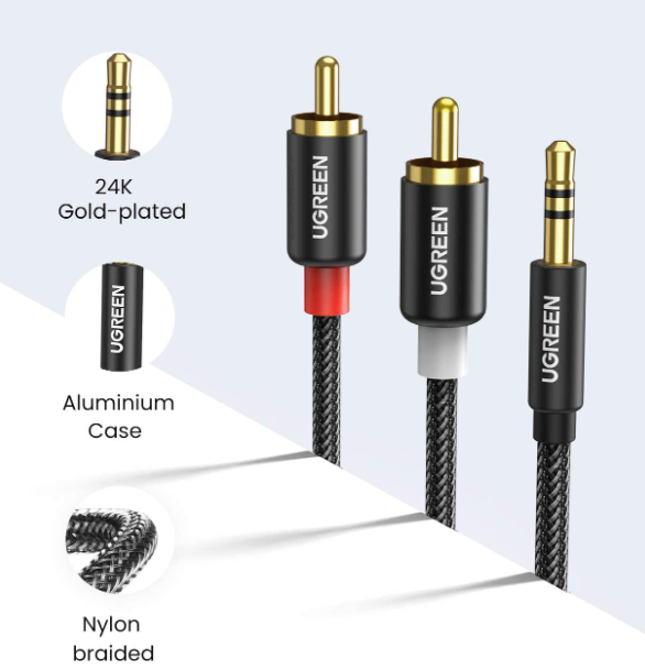 3.5mm Jack to Dual Phono Audio 2RCA Cable 2 metre lead