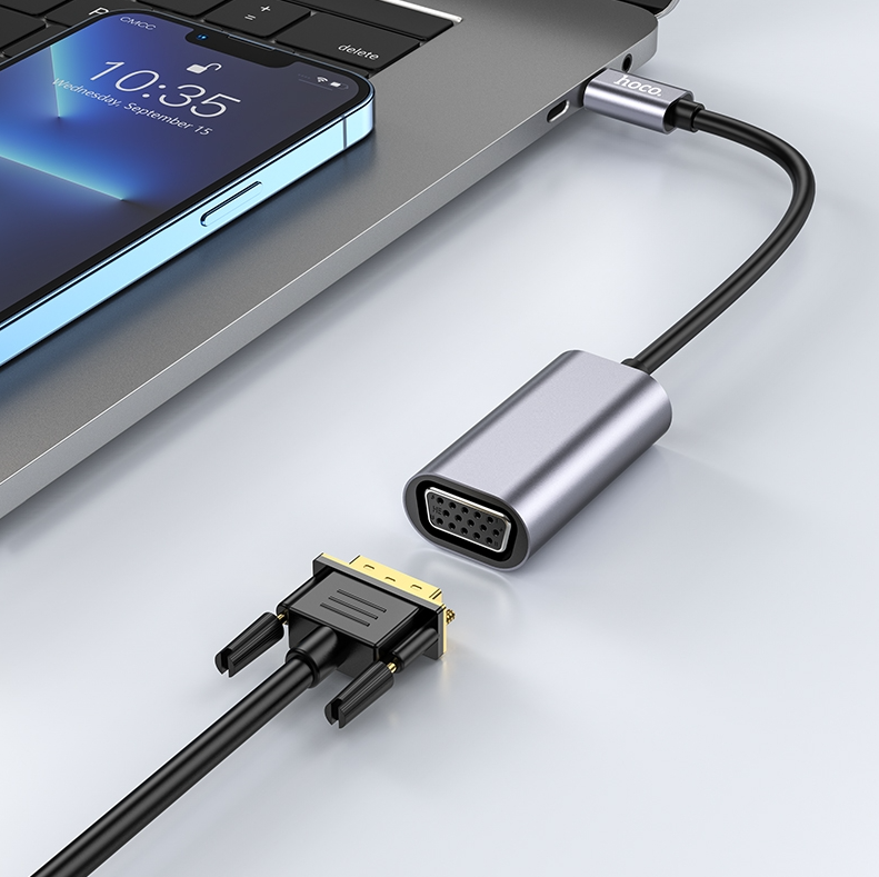 USB-C to VGA Adapter. Video Converter Adapter for Laptop, Desktop computer, Tablet, iPad & iPhone with USB-C port. 15cm. UA21