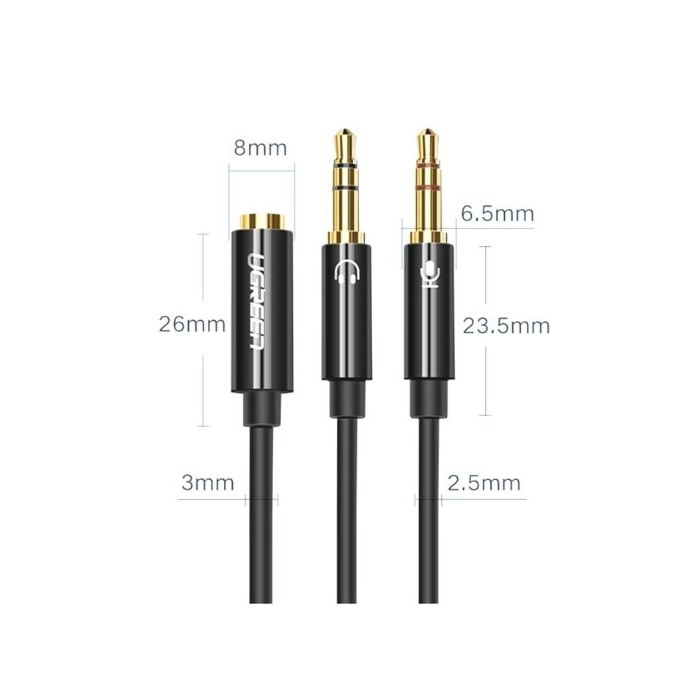 Ugreen 3.5mm AUX socket to dual 3.5mm AUX plug. Separate your microphone and audio.