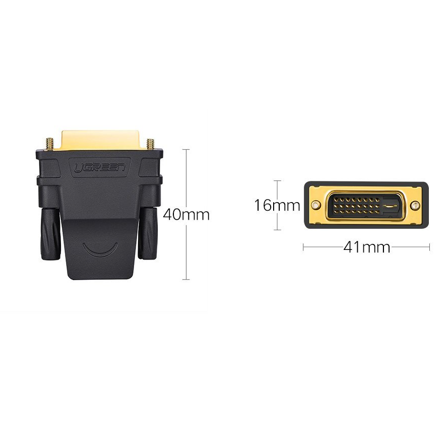 Ugreen DVI male to HDMI female adapter. Bi-Directional Data Transfer. HDMI, DVI-I, DVI-D, 24+1.