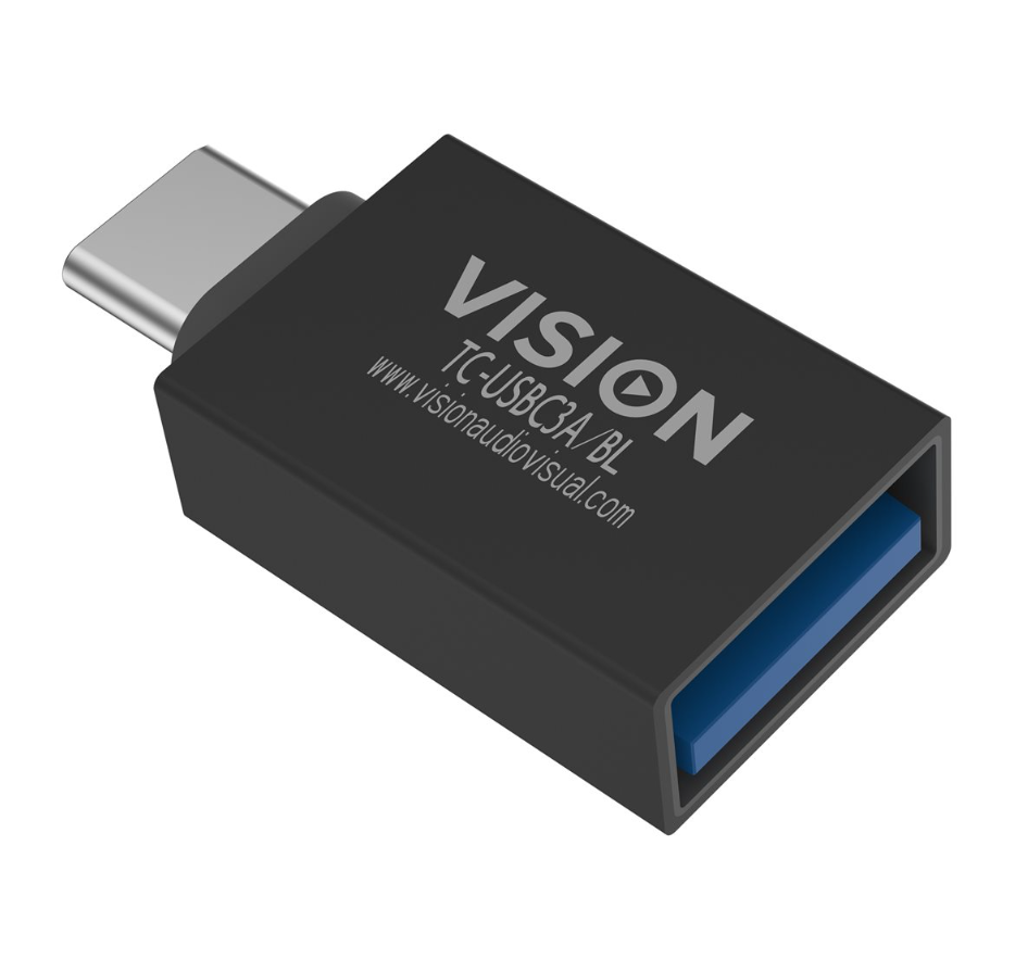 Vision USB-C 3.1 GEN2 (M) to USB 3.0 Type A (F) Socket. OTG Data transfer. Professional.