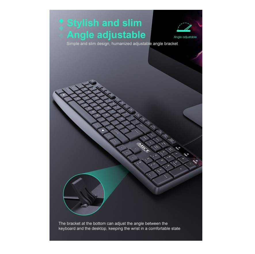 iMICE KM-520 Waterproof Wired Keyboard and Mouse Combo, USB, 104 Keys, 1200 DPI, Ergonomic Design, Durable & Spill-Resistant