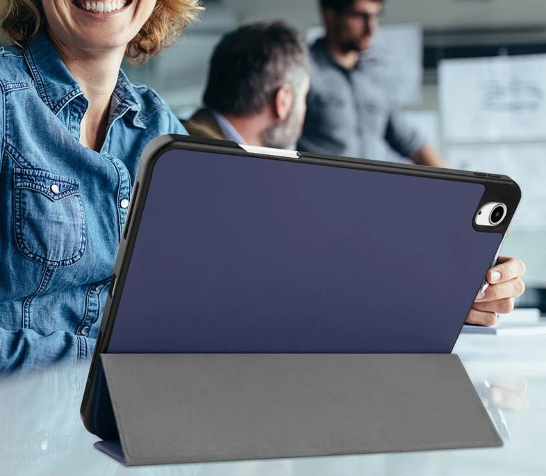 iPad Air 2024/2025 Case Blue. 3 Fold Smart Leather TPU Cover with Auto Sleep/Wake & Stand