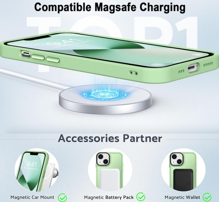 iPhone 11 Case. Magsafe, Magnetic Shockproof Rugged Hard Cover, Mint Green, Skin Feel