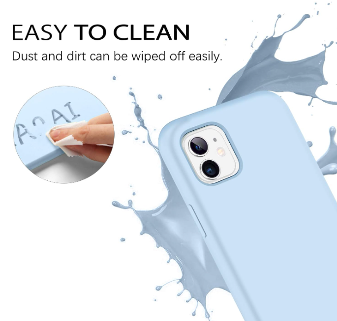 iPhone 11 Phone case. Soft, flexible liquid silicone protective cover. Light blue