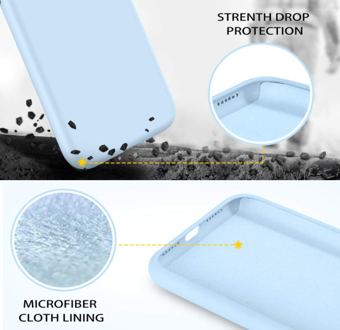 iPhone 11 Phone case. Soft, flexible liquid silicone protective cover. Light blue