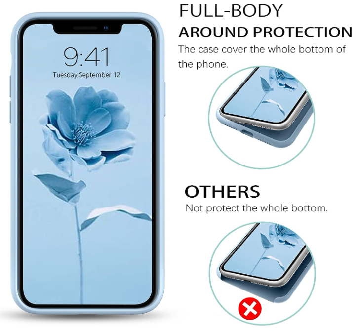 iPhone 11 Phone case. Soft, flexible liquid silicone protective cover. Light blue