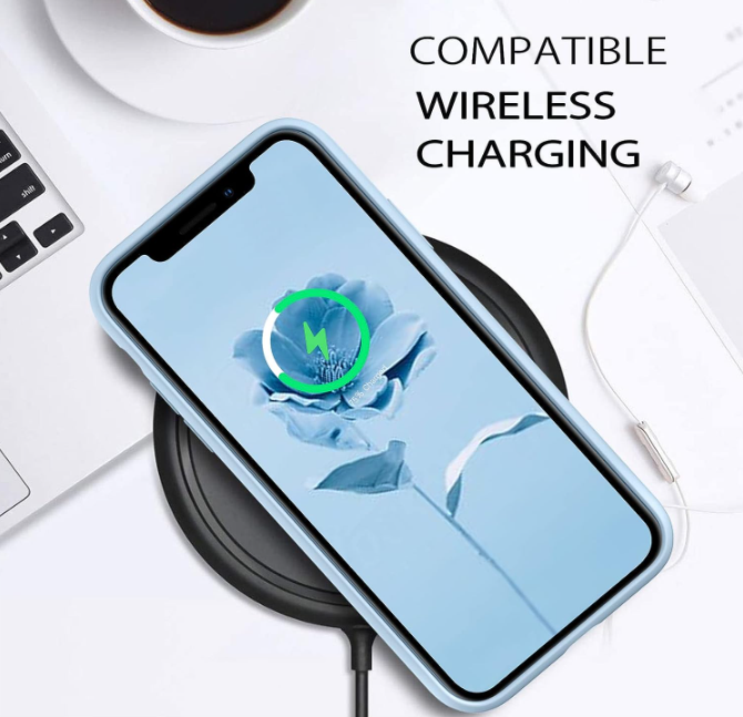 iPhone 11 Phone case. Soft, flexible liquid silicone protective cover. Light blue