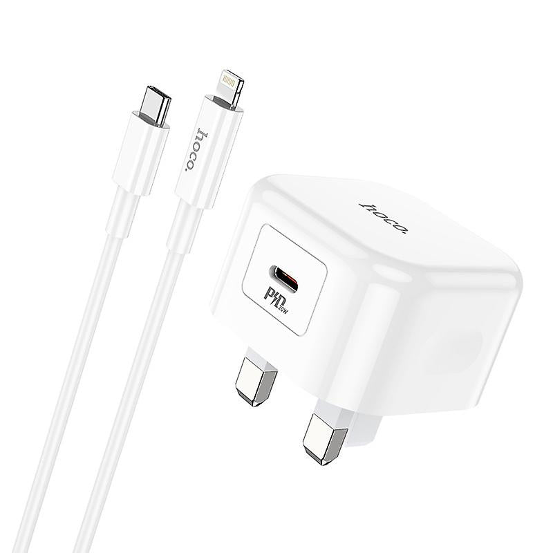 iPhone 5 to 14 folding plug with Type C to iPhone cable. Fast Charger, Type-C,  PD Power Delivery Output Plug. Hoco DC91