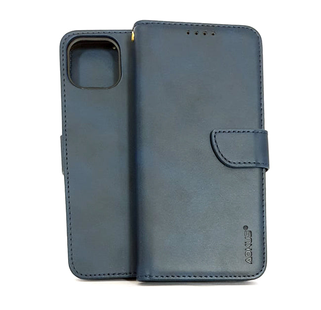 iPhone 14 PRO phone case wallet cover flip anti drop anti slip shockproof blue