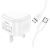 iPhone 5 to 14 folding plug with Type C to iPhone cable. Fast Charger, Type-C,  PD Power Delivery Output Plug. Hoco DC91