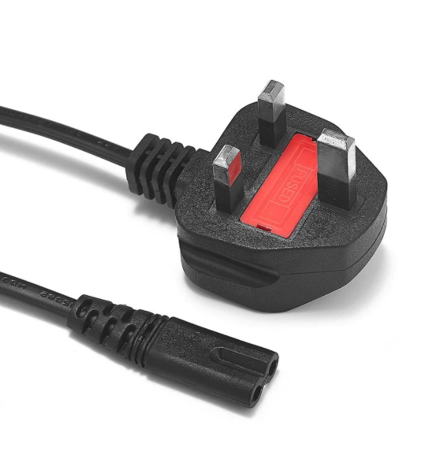 2M C5 Ireland/UK Power Lead for Laptops, Printers, and More (Black - Two Round Pin)