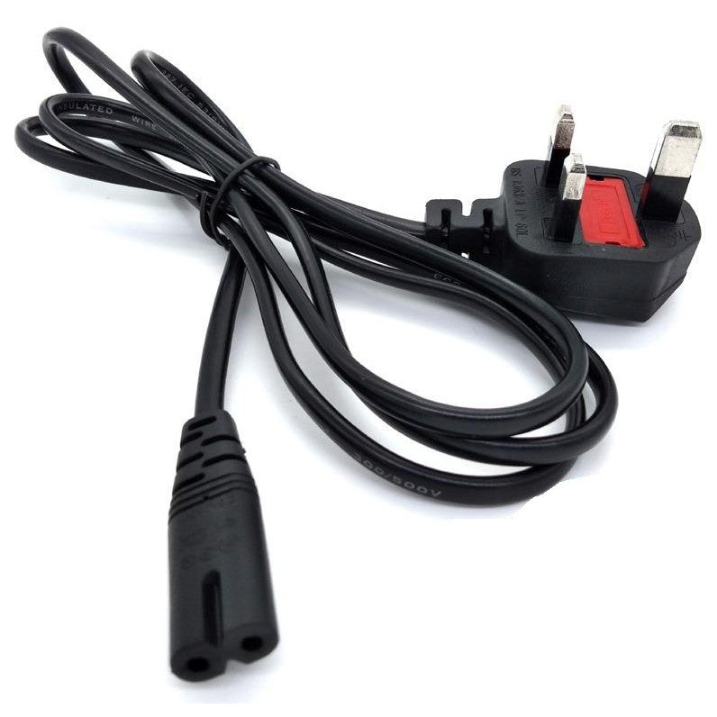 2M C5 Ireland/UK Power Lead for Laptops, Printers, and More (Black - Two Round Pin)