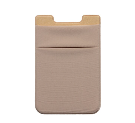 Pack of 2 Card slot Elastic Adhesive Sticker for Phone holds one card Beige
