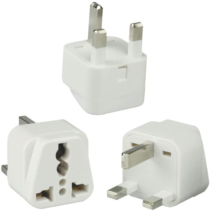 3 x pack UK Travel Adaptor plug set 2 or 3 pin to Ireland UK three pin