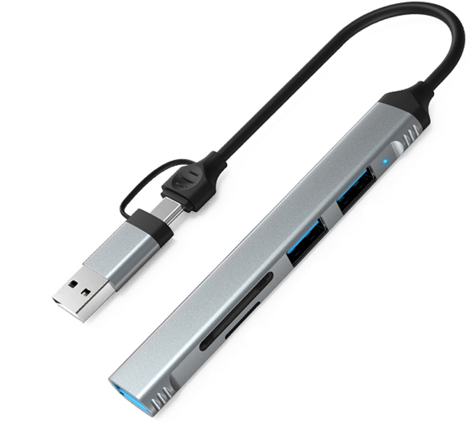 5 in 1 USB C / A hub to 3 port USB 3/2 SD TF memory card reader dual USB adapter