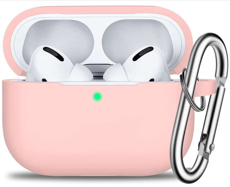 Case for AirPods 3 silicone cover with Keychain, Protective pink