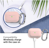 Case for AirPods 3 silicone cover with Keychain, Protective pink