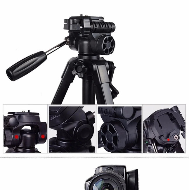 Camera Phone Tripod Portable Foldable, Fully Flexible Mount Tripod, Stand with 3D Head & Quick Release Plate 1.5 M