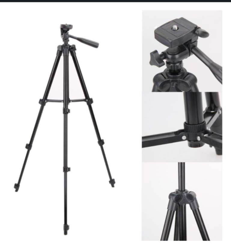 Tripod Portable Camera phone Foldable with Mobile Clip Holder Bracket, Fully Flexible Mount Tripod, Stand with 3D Head & Quick Release Plate