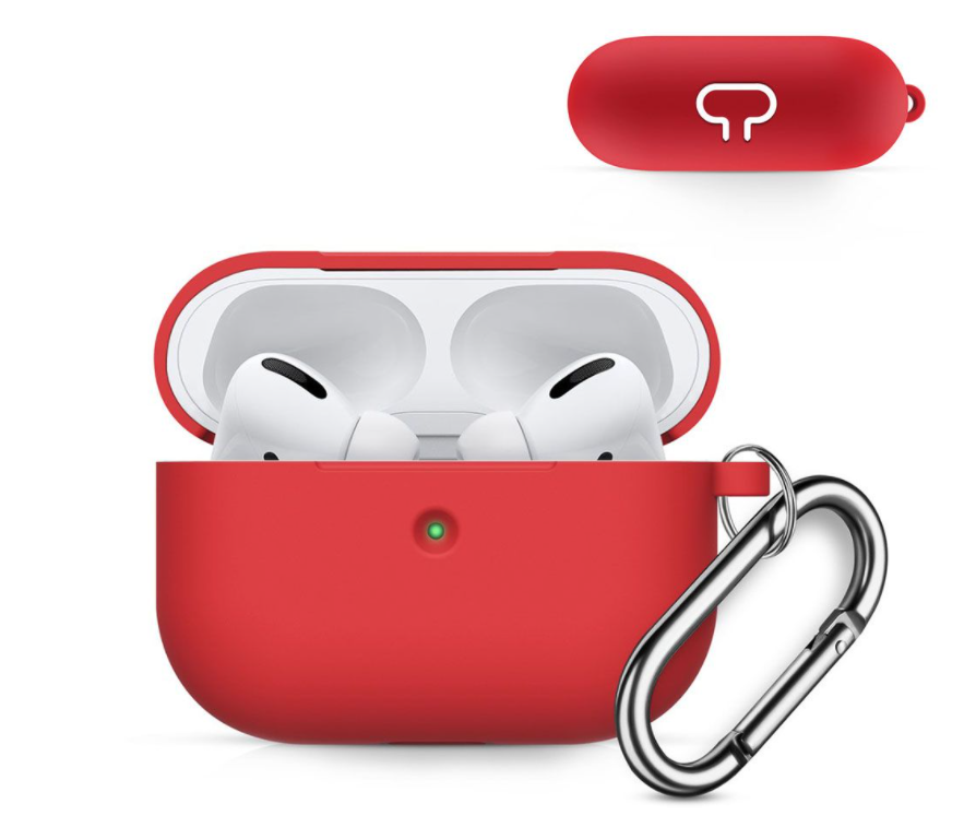 Case for AirPods 3 silicone cover with Keychain, Protective red