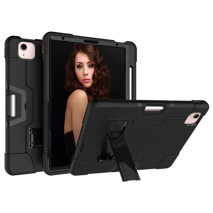 Case for iPad Air 4-2020/21/22 10.9 inch iPad Pro 2018/20/21/22 11 inch Hard Case Survivor shockproof anti drop armor anti-shock with stand Black