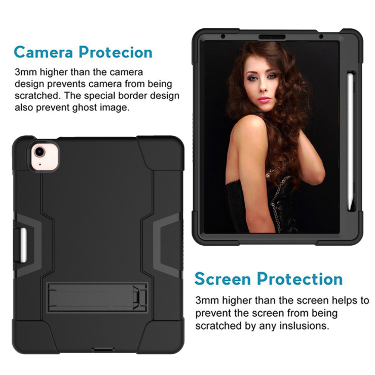 Case for iPad Air 4-2020/21/22 10.9 inch iPad Pro 2018/20/21/22 11 inch Hard Case Survivor shockproof anti drop armor anti-shock with stand Black