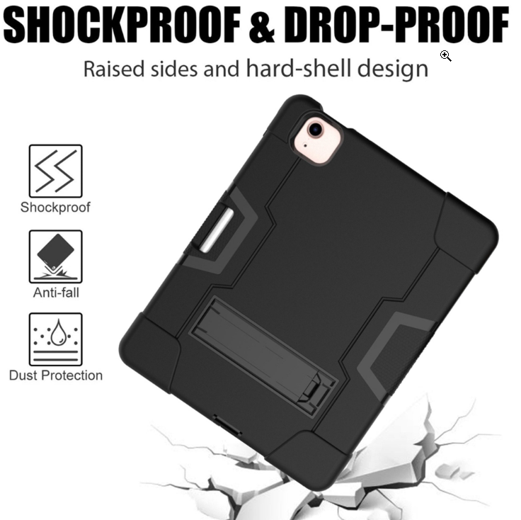 Case for iPad Air 4-2020/21/22 10.9 inch iPad Pro 2018/20/21/22 11 inch Hard Case Survivor shockproof anti drop armor anti-shock with stand Black