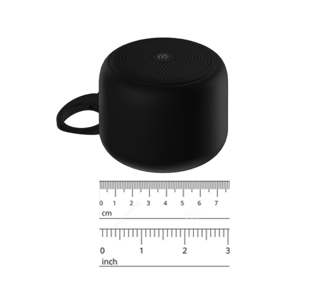 Devia mini bluetooth wireless speaker. Waterproof with lanyard for phones, PC, laptops, iPads and tablets. 5W. 8 hours playtime. Black