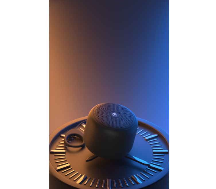 Devia mini bluetooth wireless speaker. Waterproof with lanyard for phones, PC, laptops, iPads and tablets. 5W. 8 hours playtime. Black