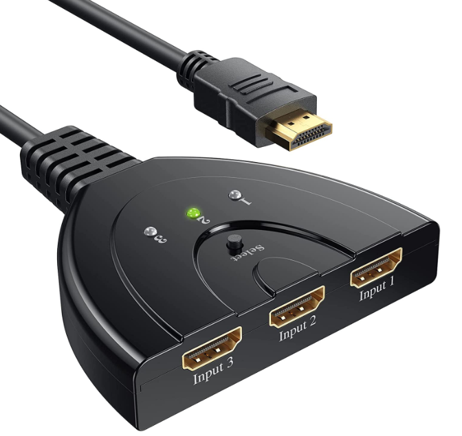 4K HDMI Switch, Gold Plated 3 Port HDMI Switcher Splitter, 3 in 1 out, 4K @30HZ