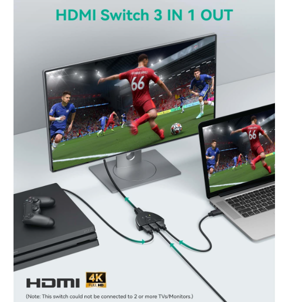 Ugreen Hdmi Switch 3 In 1 Out 4k Hdmi Switcher Splitter For Xiaomi