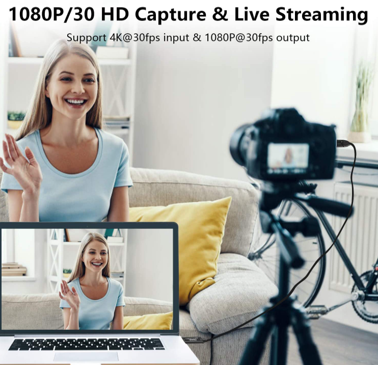 HDMI to USB 2 Video Capture Card, 1080P HDMI Capture Card for Live Streaming, Broadcasting, Game Recording, Video Conference