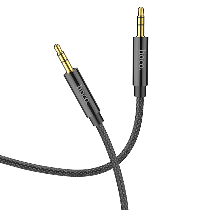 Hoco AUX to AUX Audio 2m cable phone to car 3.5mm jack Nylon Braid AUX Audio Cable Black