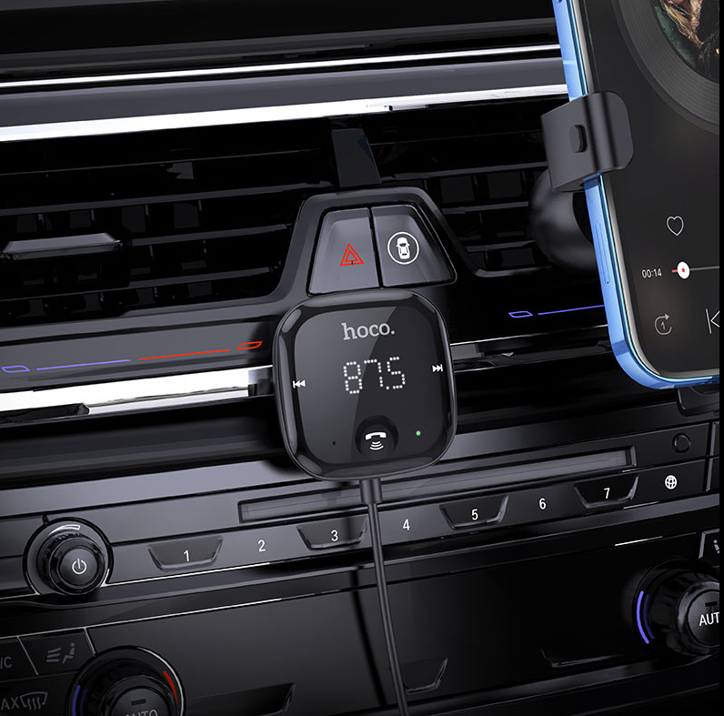 Hoco E65 Wireless Bluetooth FM Transmitter MP3 Player TF Car Kit Aux connection USB powered