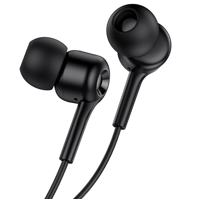 Hoco M82 Earphones headset AUX 3.5mm for iPhone and Android black with call answer buttons and microphone