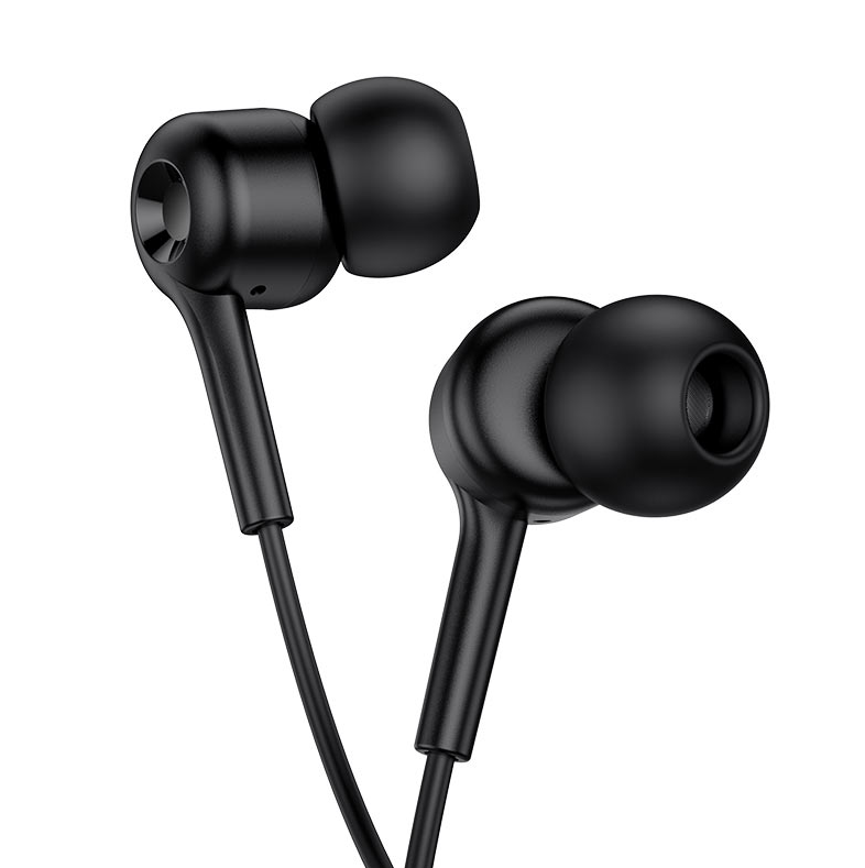 Hoco M82 Earphones headset AUX 3.5mm for iPhone and Android black with call answer buttons and microphone