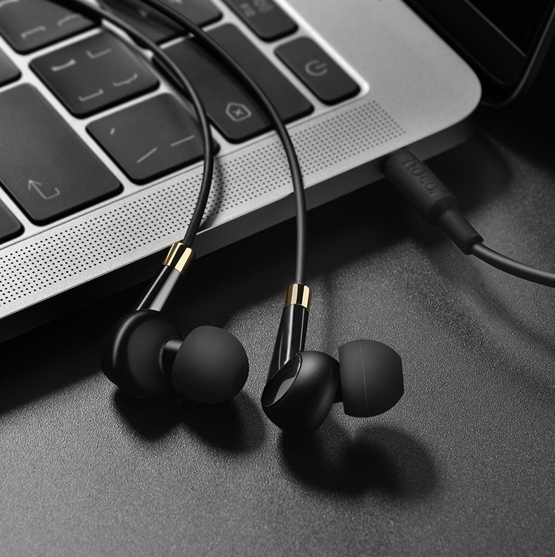 Hoco M58 Earphones headset AUX 3.5mm for iPhone and Android black with mic and call answer button