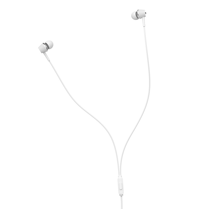 Hoco M70 Earphones headset AUX 3.5mm for iPhone and Android white with Mic and call answer button carbon fiber