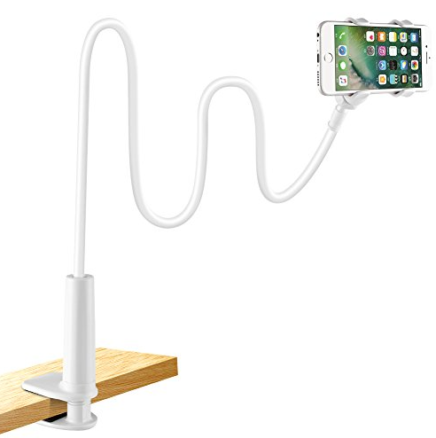 Hoco Lazy Clip Phone/Tablet Holder Gooseneck for phone 4.5 to 9 inch wide clamp for bed or desk white HD10